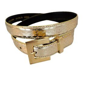 Gold Sheka By Faco Intl Snakeskin Belt With Square Buckle Size Medium
